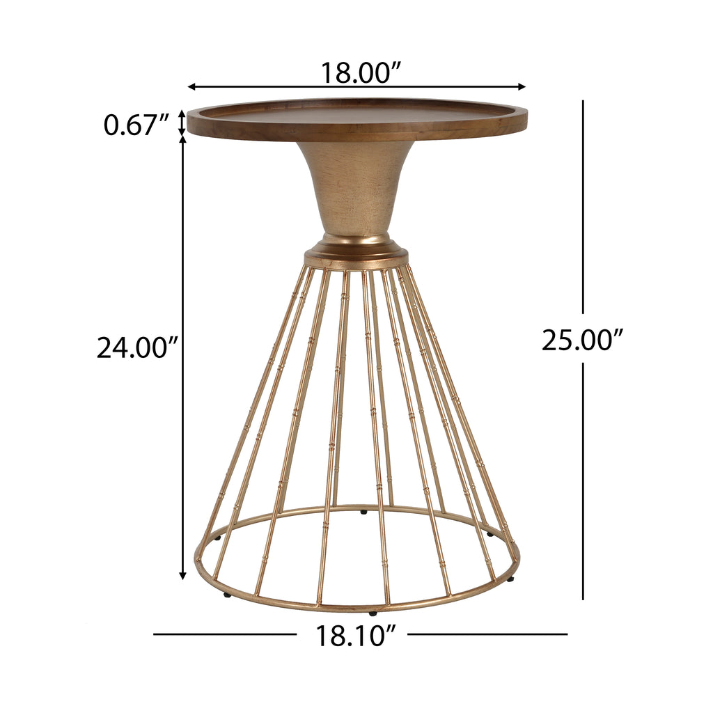 Hollow Edge Retro Art Pine Side Table, Antique