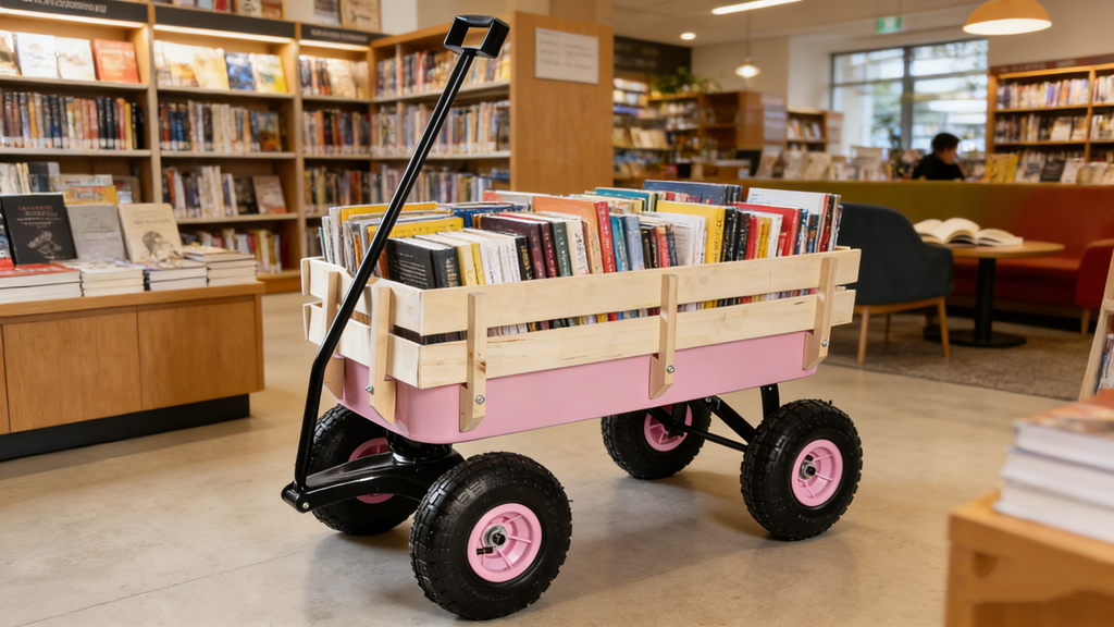 Outdoor Wagon with Wood Railing and Air Tires