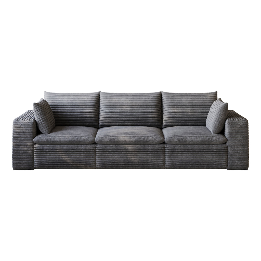 Cloud Sofa 102-Inch, Corduroy Fabric Deep Seat, Dark Grey