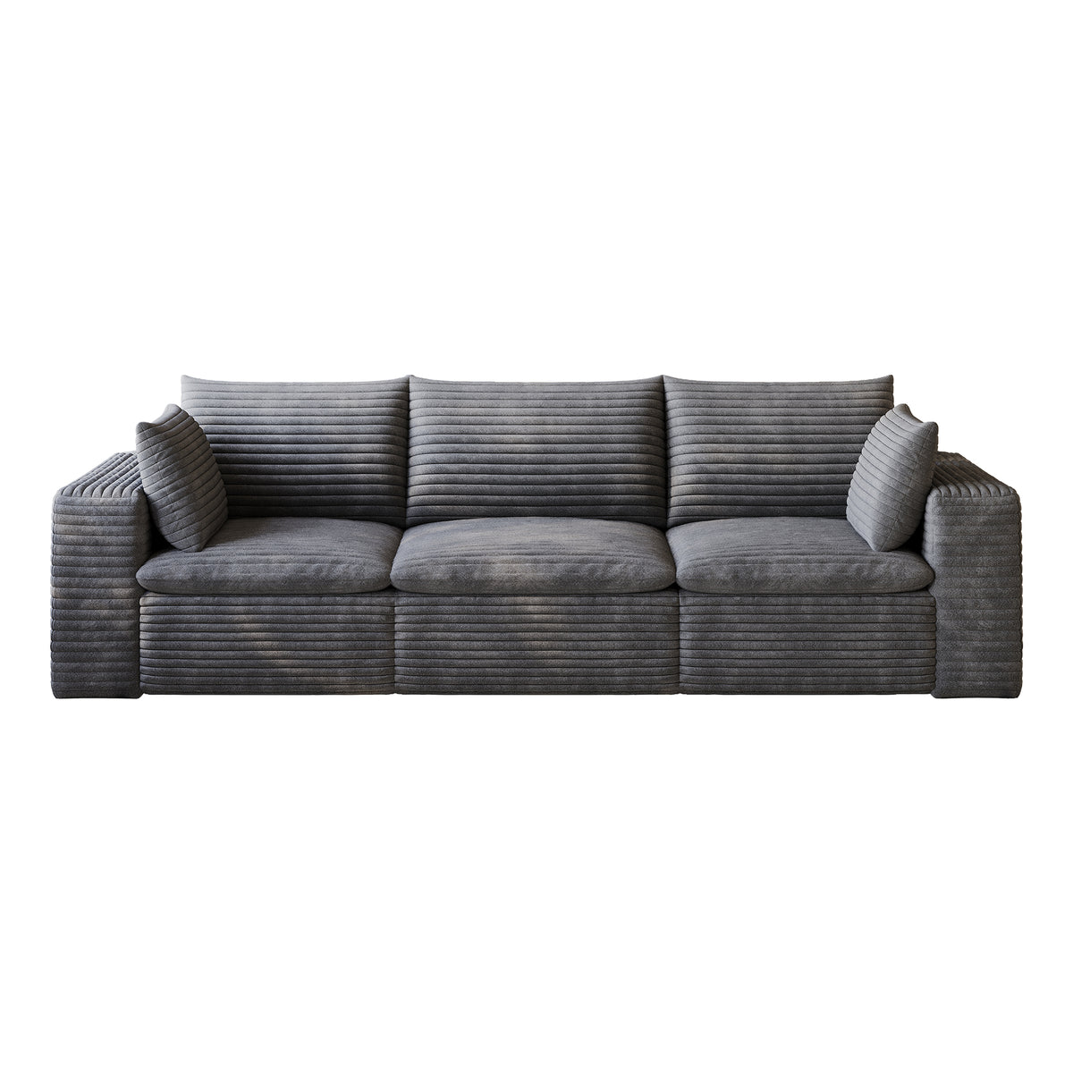 Cloud Sofa 102-Inch, Corduroy Fabric Deep Seat, Dark Grey