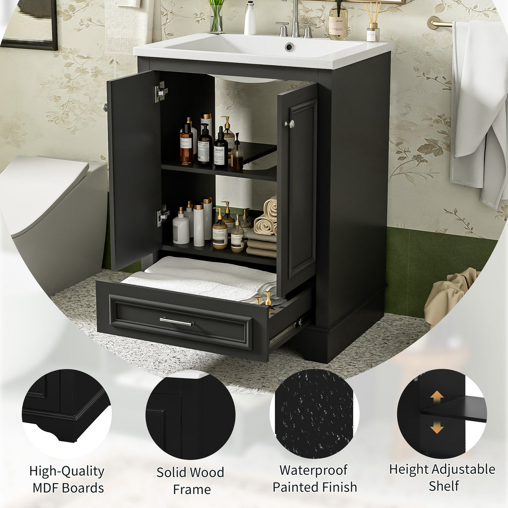 24" Bathroom Vanity with Ceramic Sink Combo