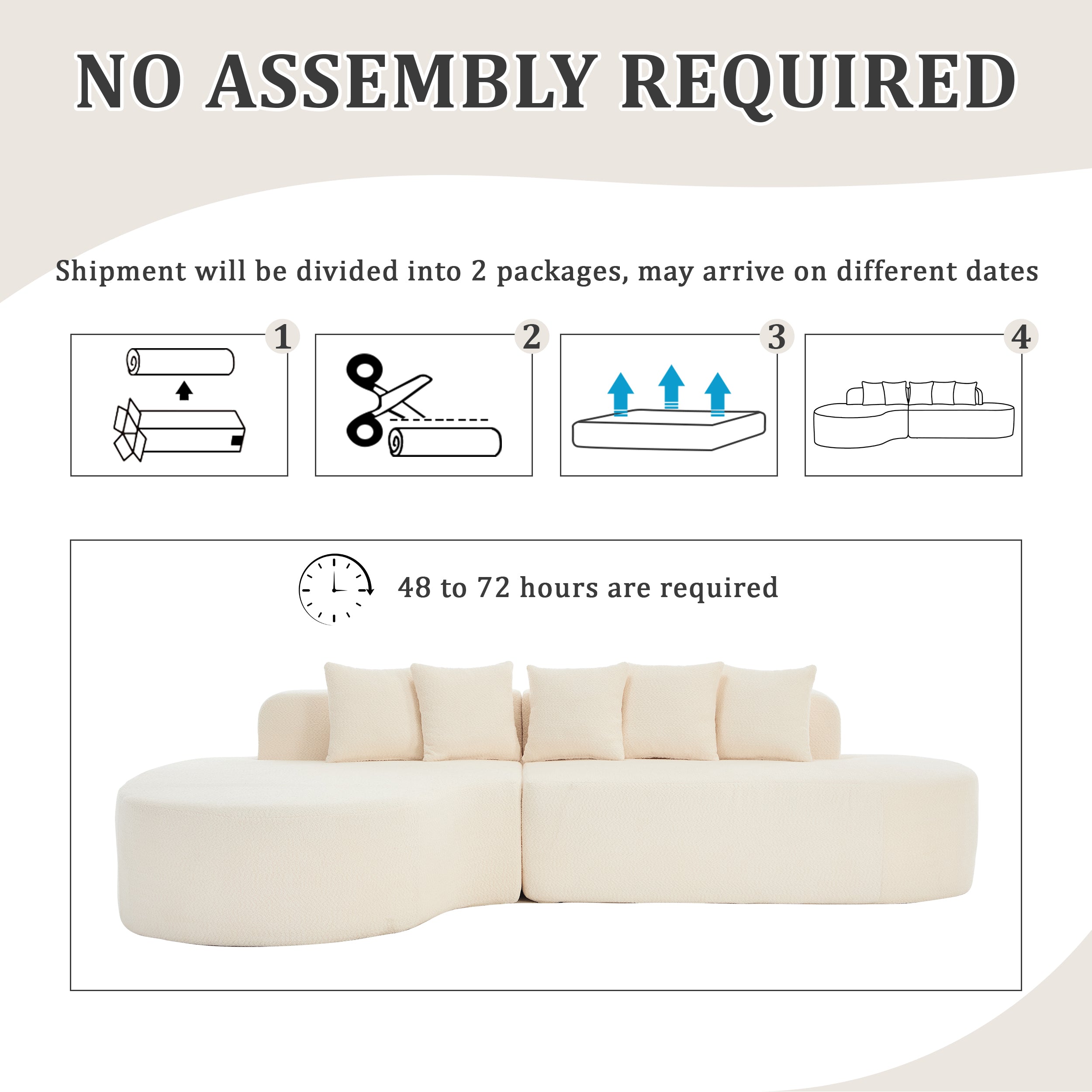 110.2'' Ivory Curved Sectional Sofa