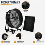 30" Wheeled Solar Fan