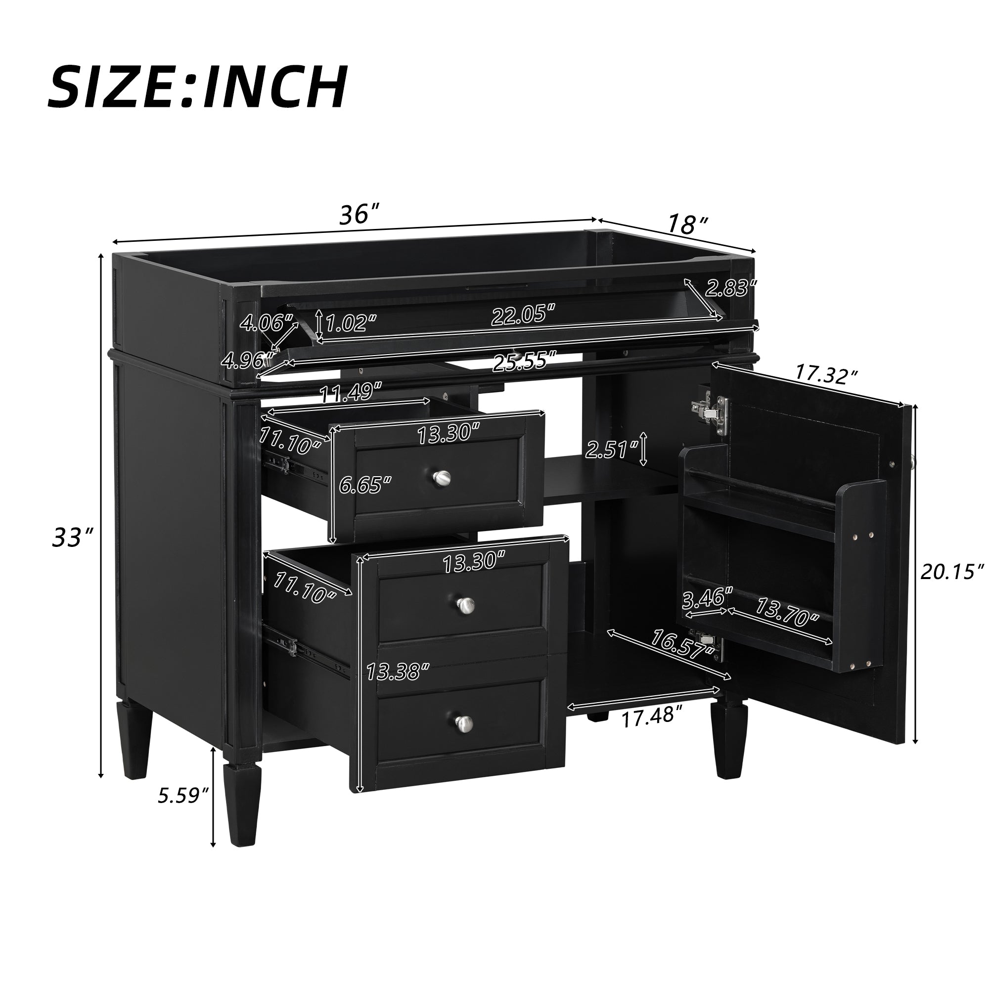 36'' Bathroom Vanity Without Top Sink