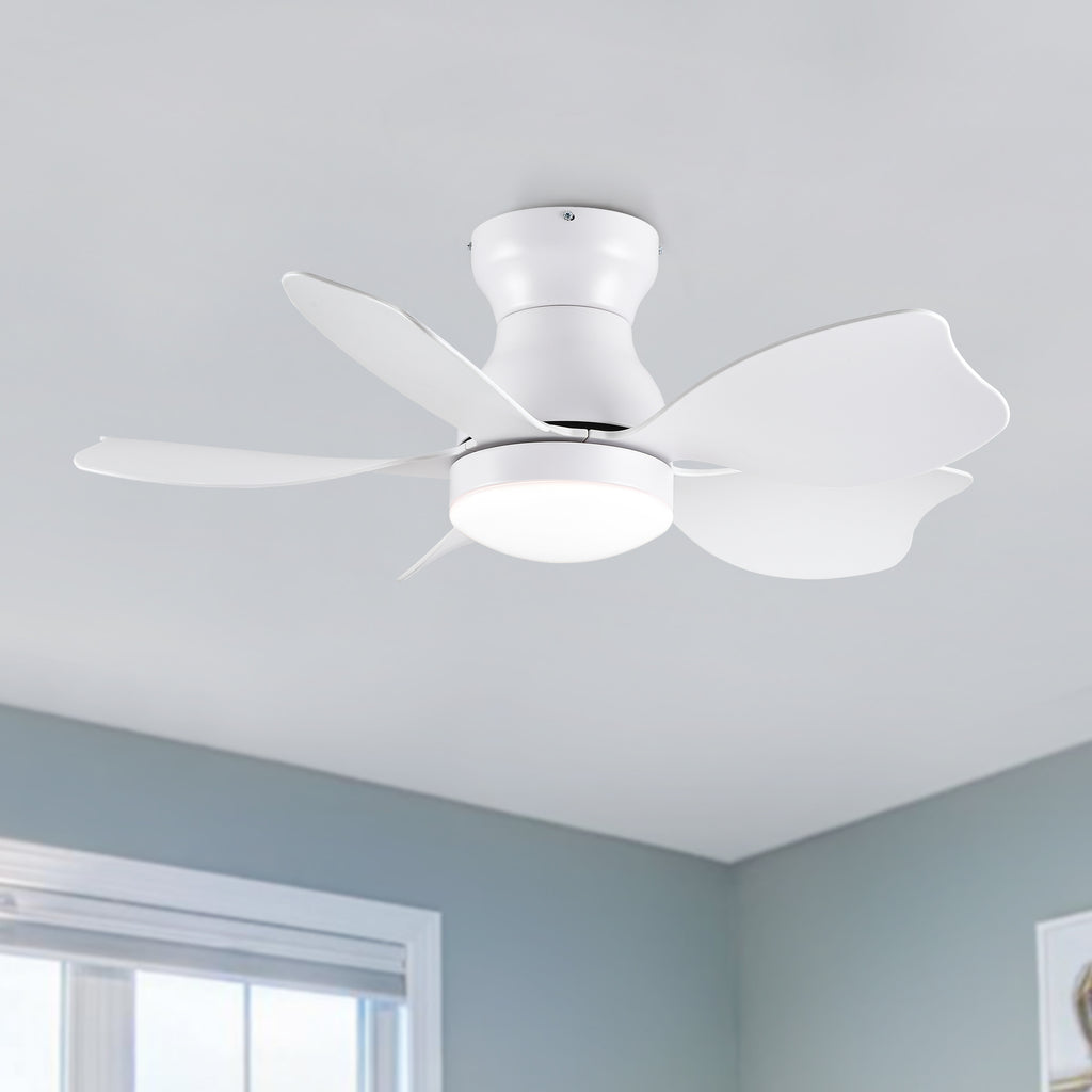 30 Inch Low Profile Flush Mount Ceiling Fan with Light