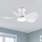 30 Inch Low Profile Flush Mount Ceiling Fan with Light