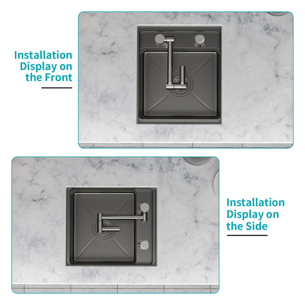 15" Undermount Bar Sink with Folding Faucet
