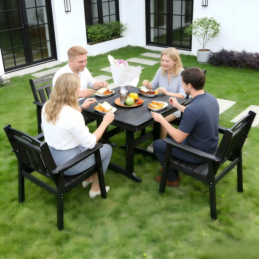 HDPE Outdoor Patio Dining Set with Table and Four Chairs