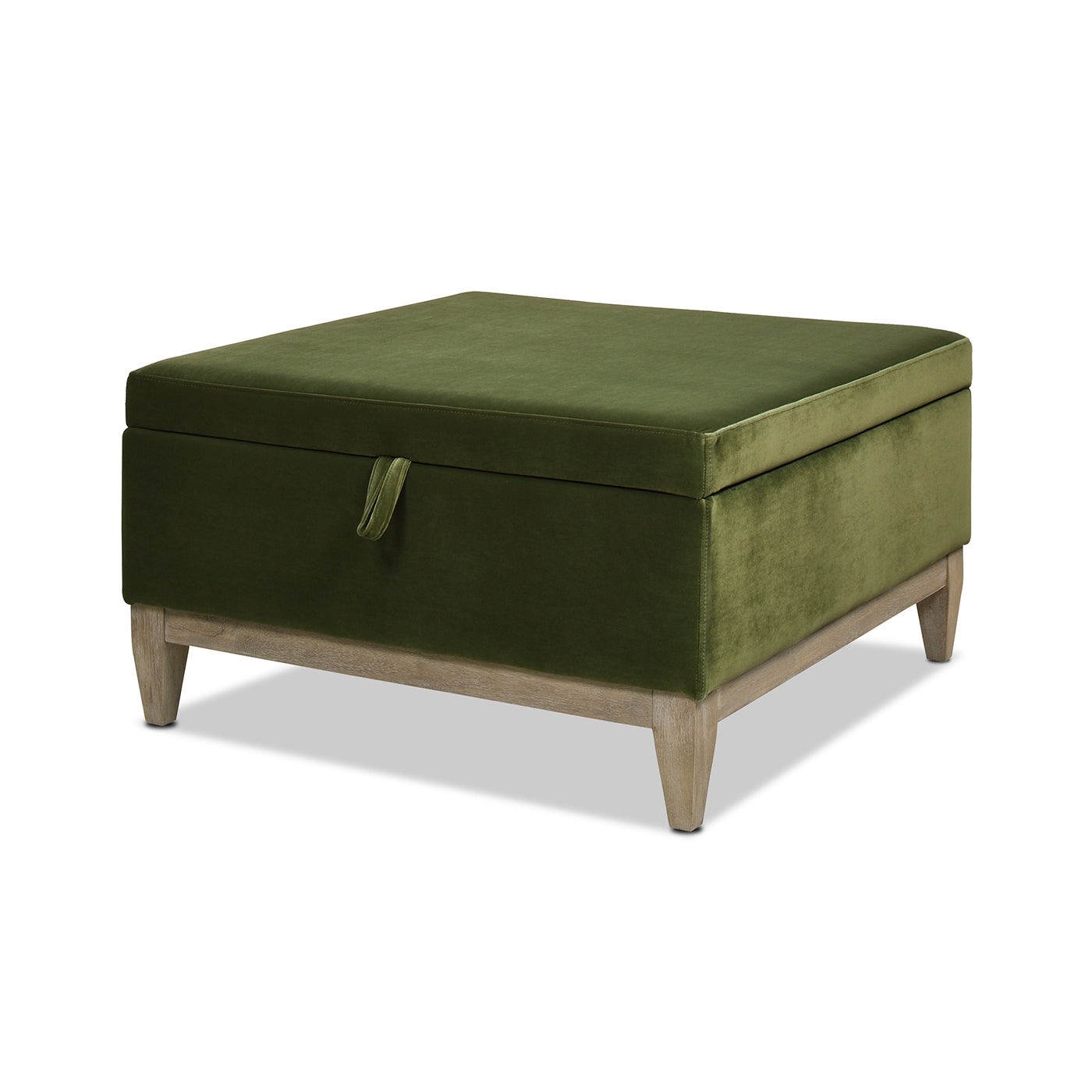 Knox 35" Square Storage Cocktail Ottoman, Olive
