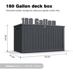 180 Gallon Large Outdoor Storage Deck Box