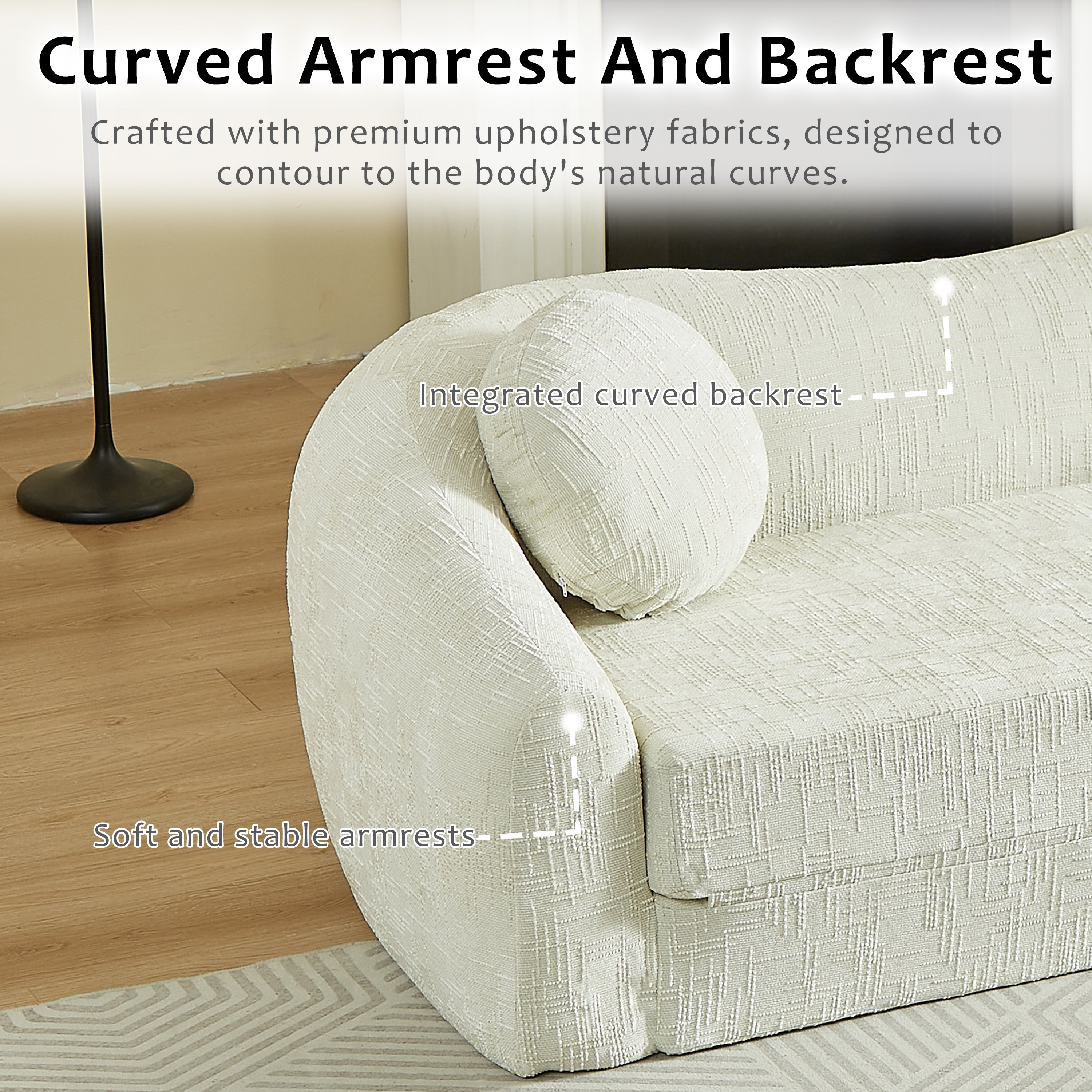 86-Inch Curved Convertible Sofa Recliner