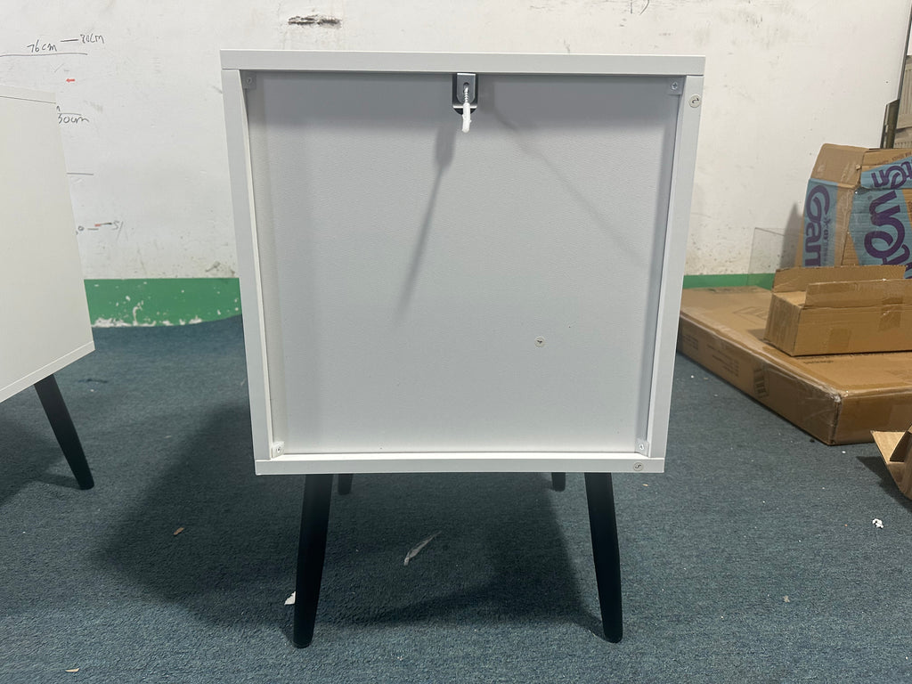 2-Drawer Nightstand with Metal Legs and Metal Handles