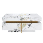 Modern Square Marble Textured Coffee Table with 4 Drawers