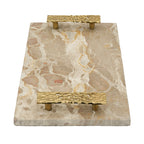 17.7" Marble Tray with Gold Handles