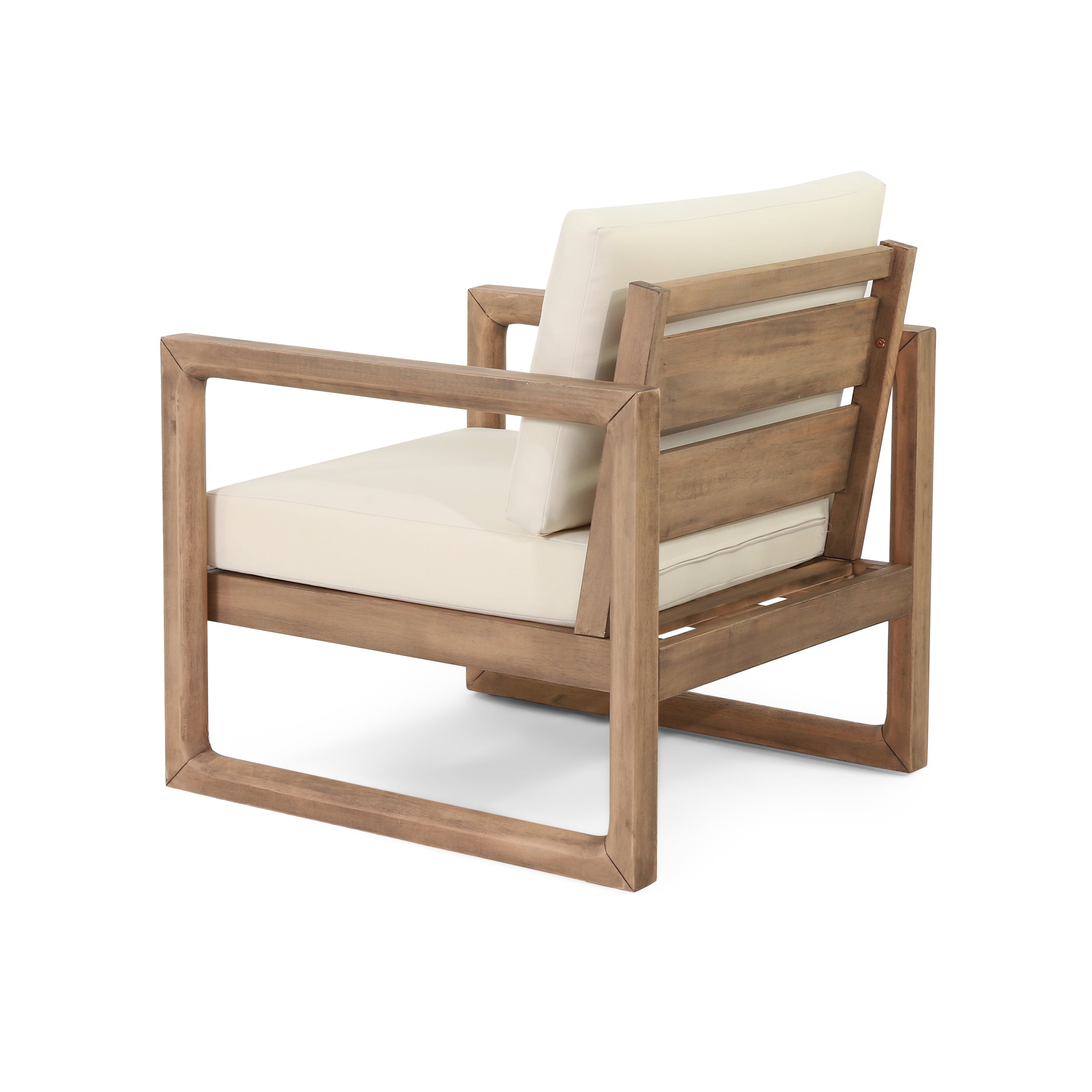 Set of 2 Outdoor Acacia Wood Patio Club Chairs
