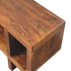 Solid Wood Orion Curved Media Unit, 3 Open Slots, Chestnut
