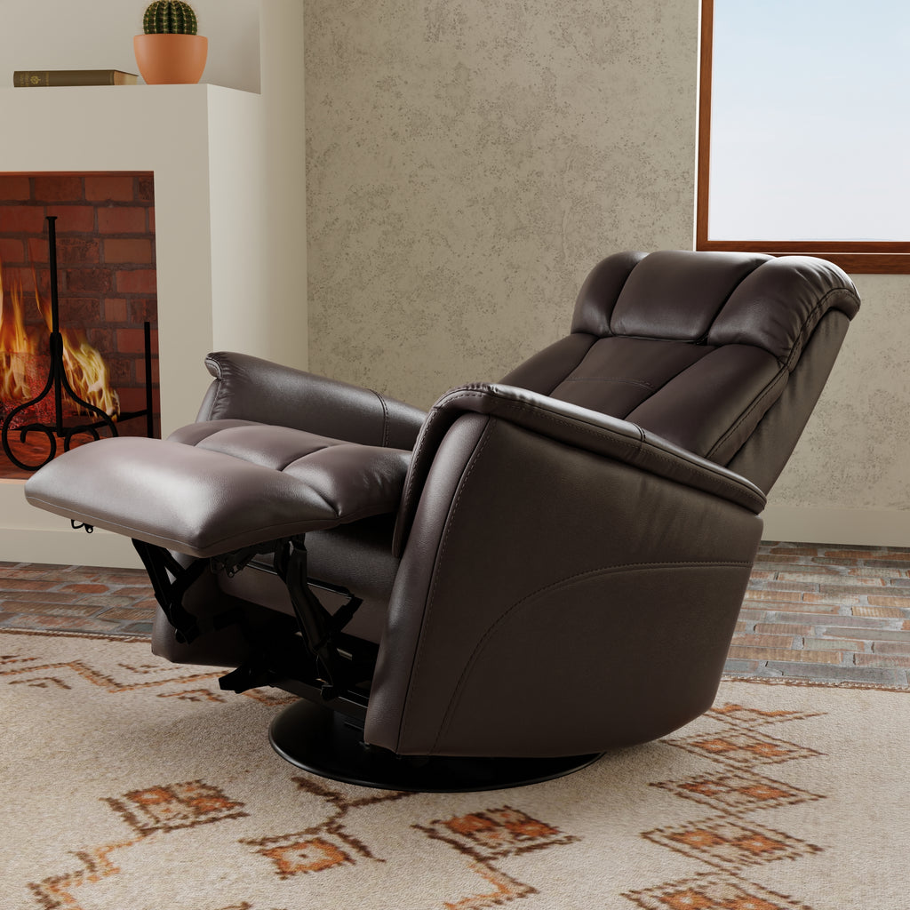 Global Home Swivel Glider Recliner with Adjustable Headrest & Footrest
