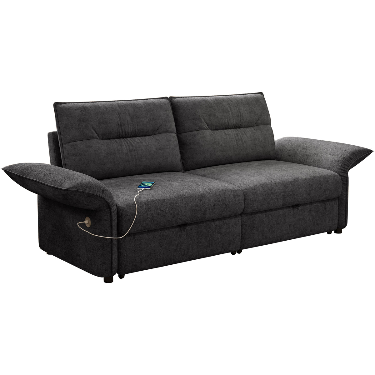 Multi-Functional Sofa Bed with Plush Fabric