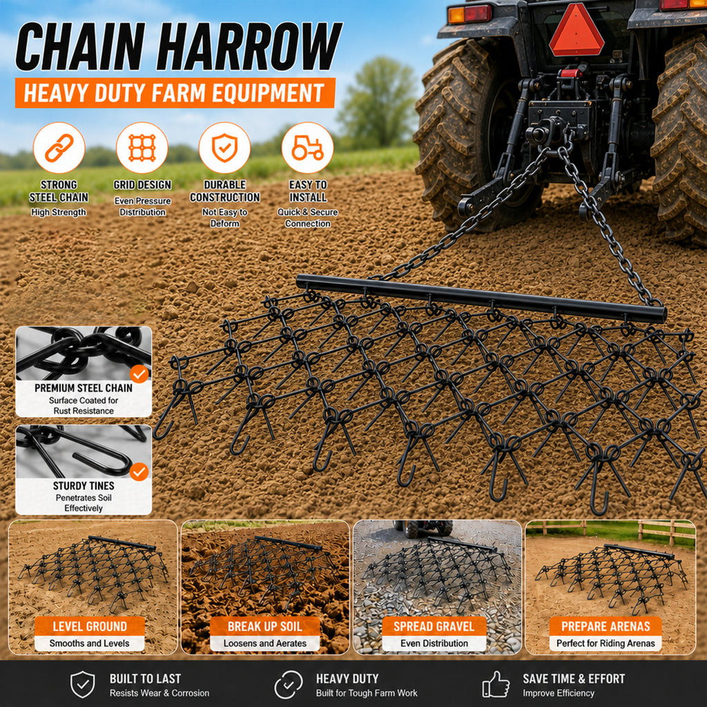 5FTx4.5FT Heavy-Duty Steel Drag Harrow