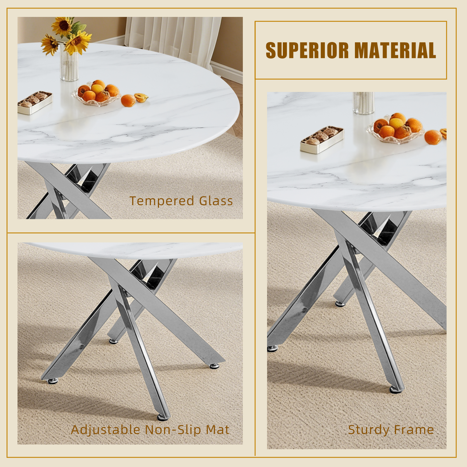 Modern Round Glass Dining Table