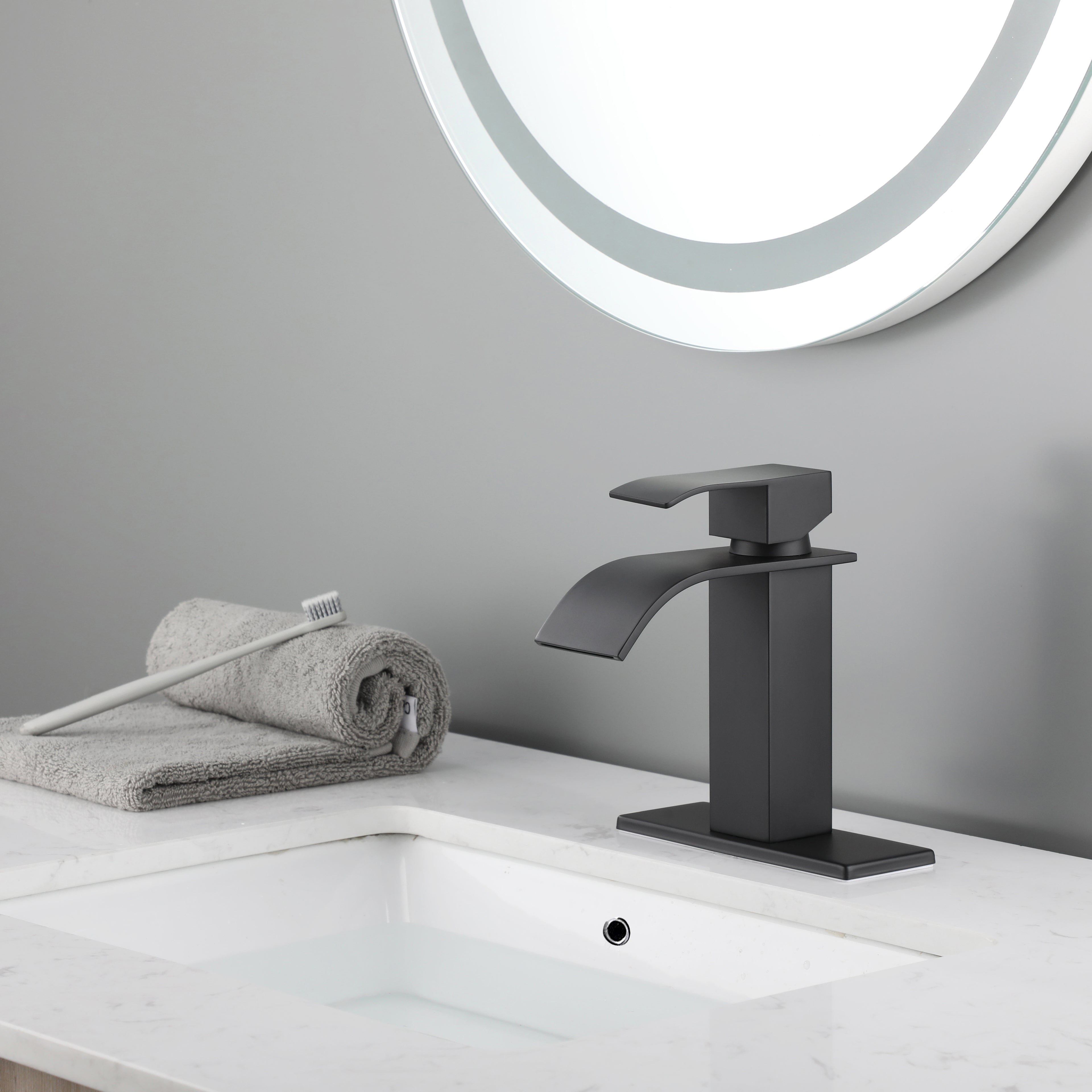 Waterfall Spout Bathroom Sink Single Handle Faucet