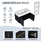 36 Inch Wall-Mounted Bathroom Vanity with Sink and Storage Rack