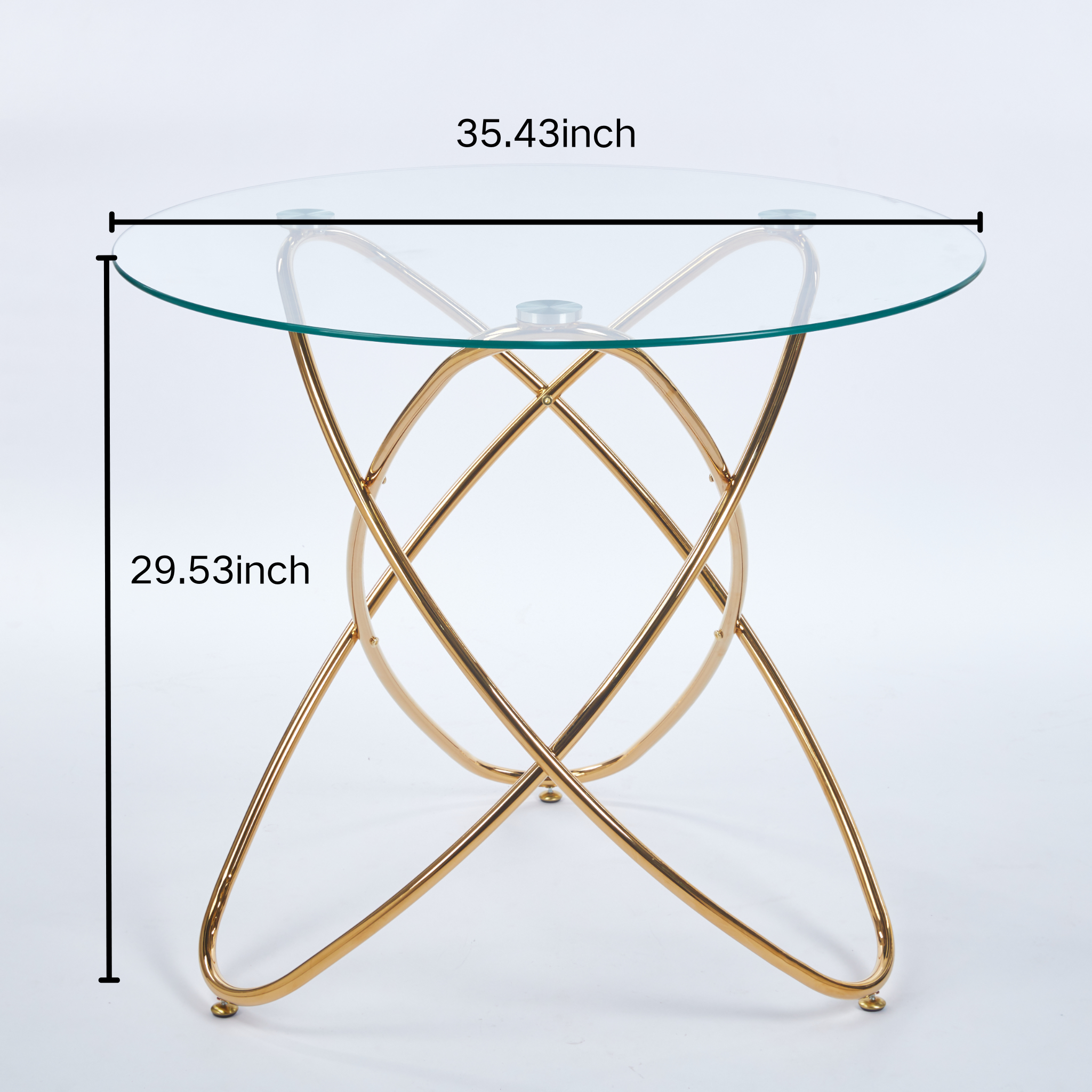 Dining Table with Golden Metal Legs and Tempered Glass