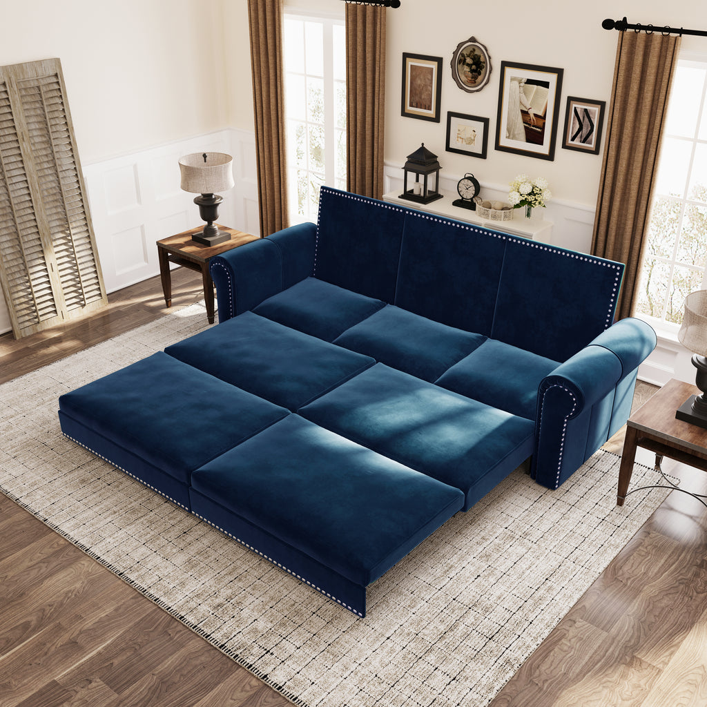 Chesterfield Sofa: 93.7" King Pull Out Sofa Bed