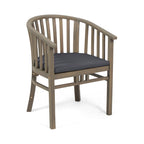 Outdoor Wooden Dining Chairs With Cushions, Set of 2, Dark