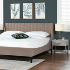 Aspen Vertical Tufted Headboard Platform Bed Set, King, Mink