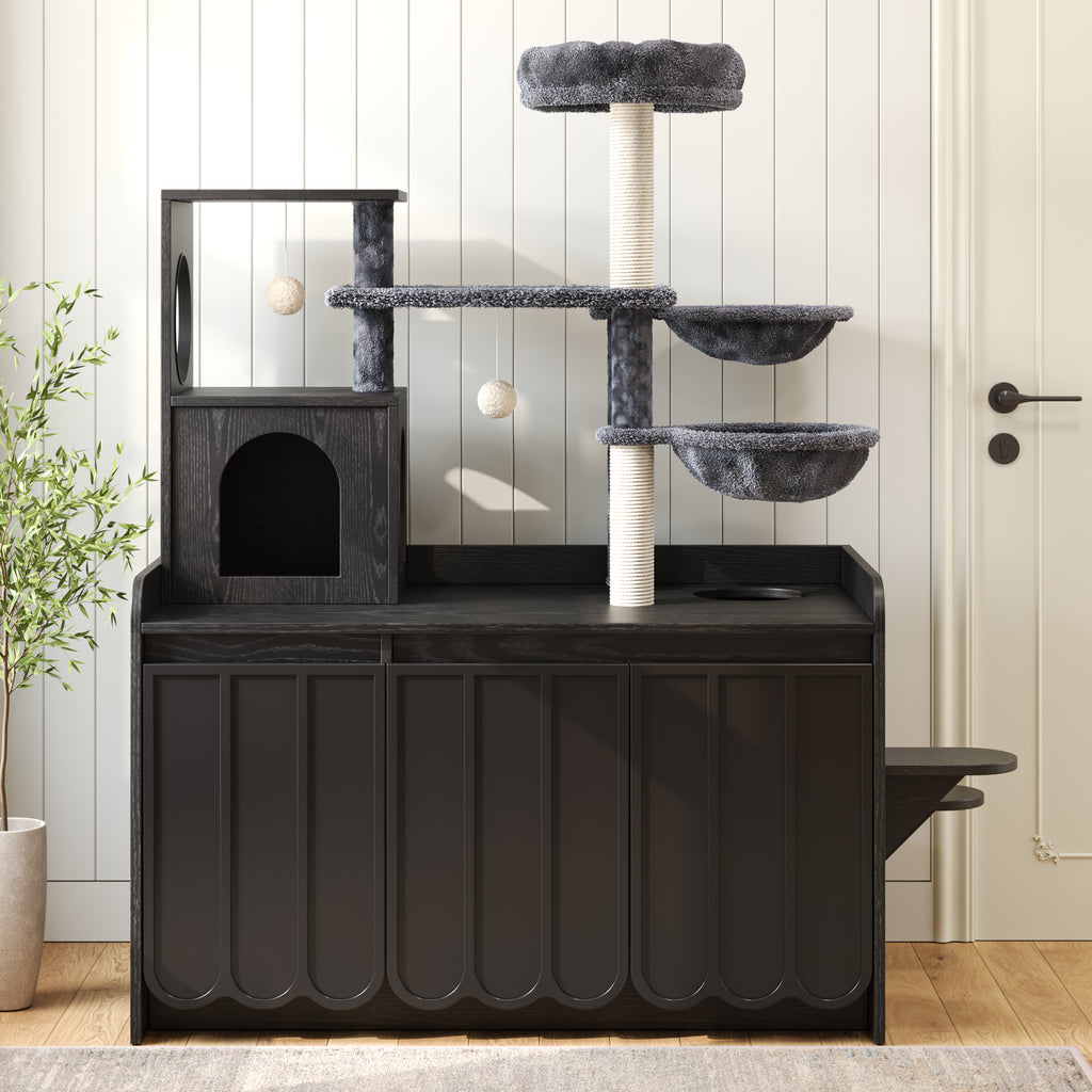 50.6" Cat Tree with Litter Box Enclosure