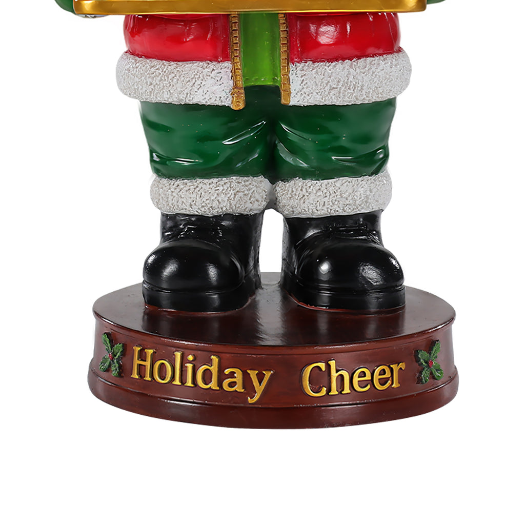 Christmas Bear Statue with Storage Tray, Red Resin, 18.5 Inches