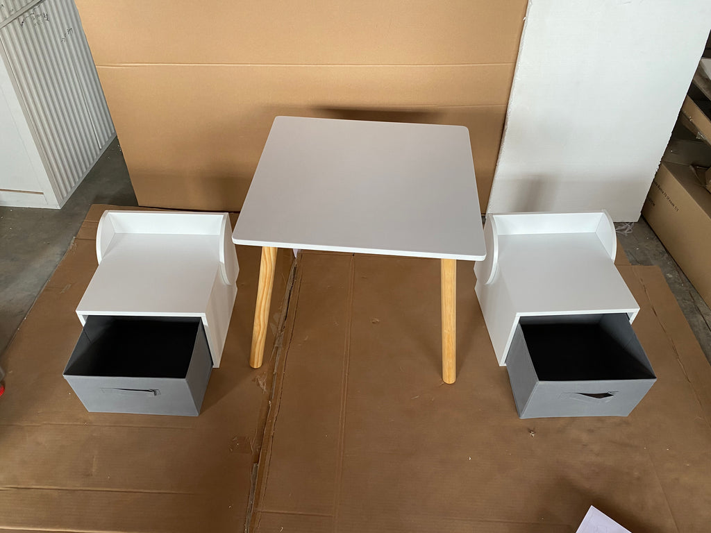 Kids Table and 2 Chair Set with Storage Bins