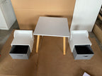 Kids Table and 2 Chair Set with Storage Bins