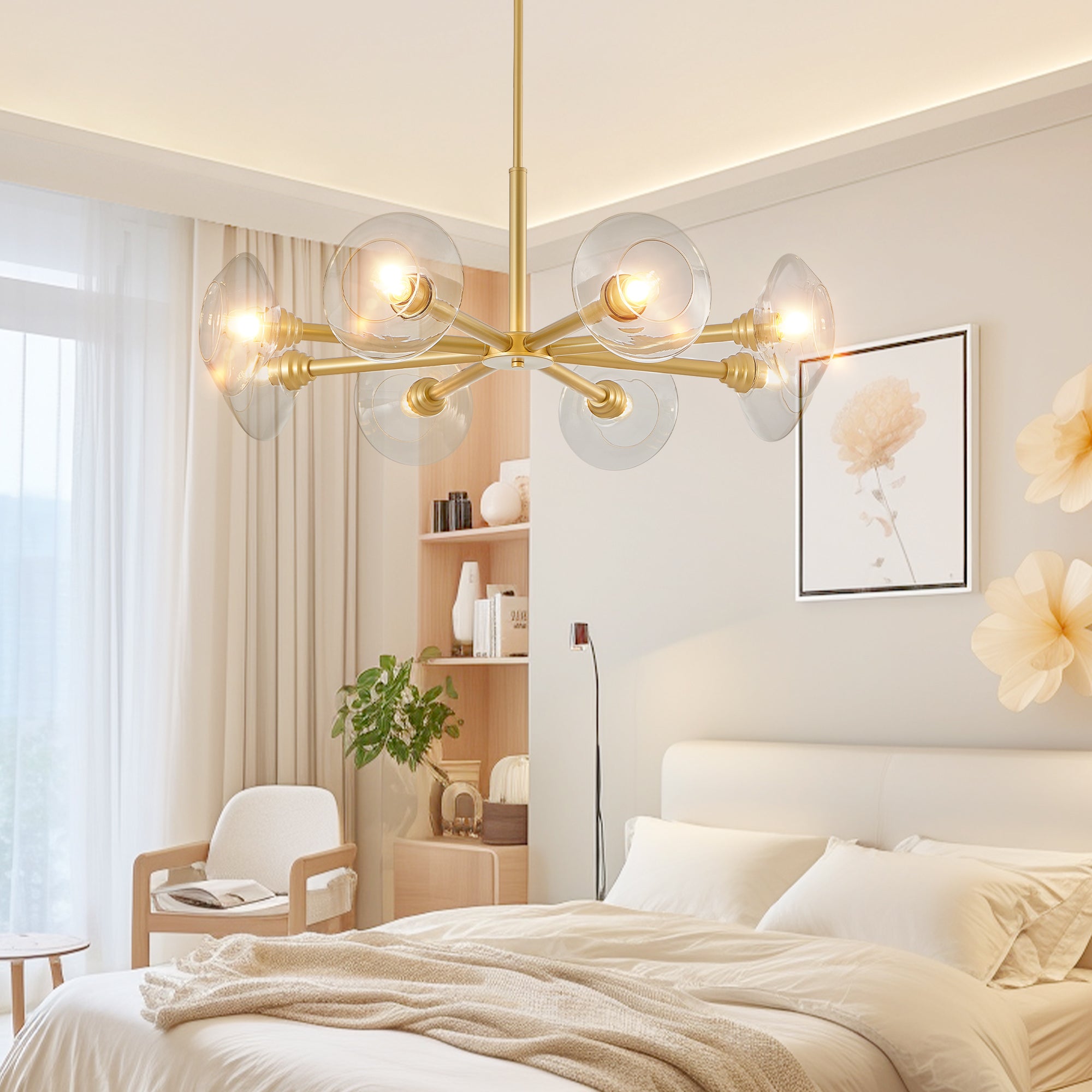 36" Modern Gold 8-Light Sputnik Chandelier