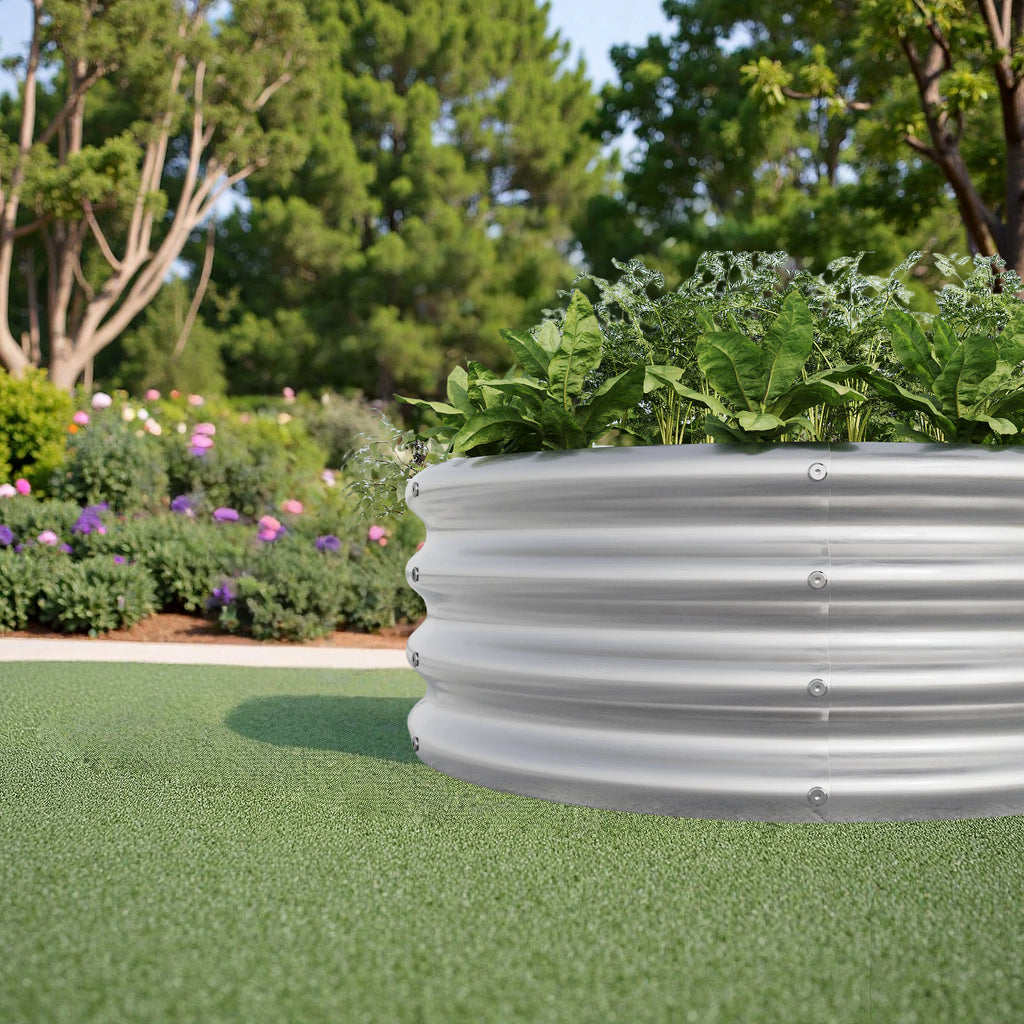 2-Piece 32.08" Tall Round Metal Raised Garden Bed