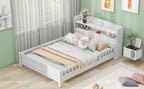 Wood Full Size Platform Bed with Built-in LED Light