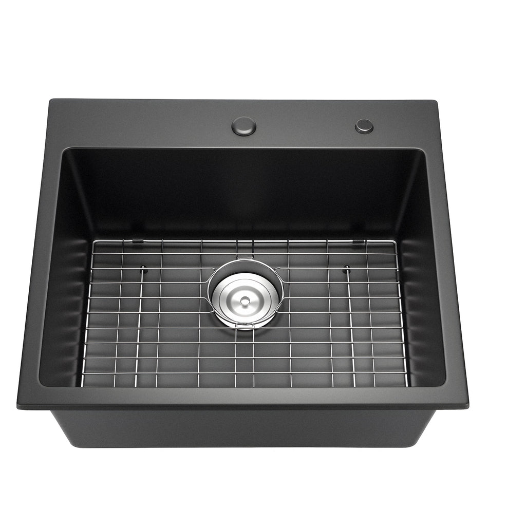 25 Inch Granite Kitchen Sink - Top Mount Single Bowl