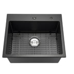 25 Inch Granite Kitchen Sink - Top Mount Single Bowl