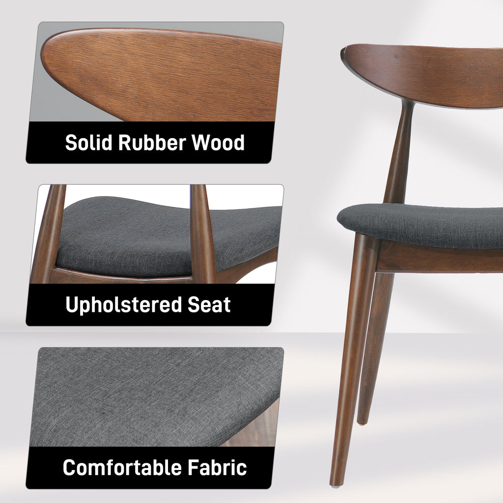 Set of 2 Retro Rubberwood Chairs with Ergonomic Back & Plush Cushions