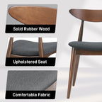 Set of 2 Retro Rubberwood Chairs with Ergonomic Back & Plush Cushions