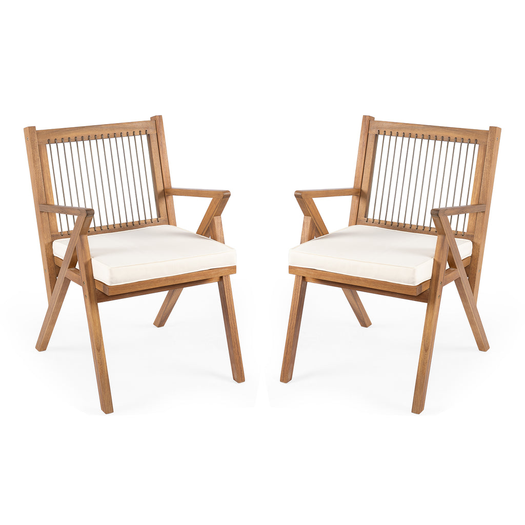 Patio Dining Chair with Cushion (Set of 2)
