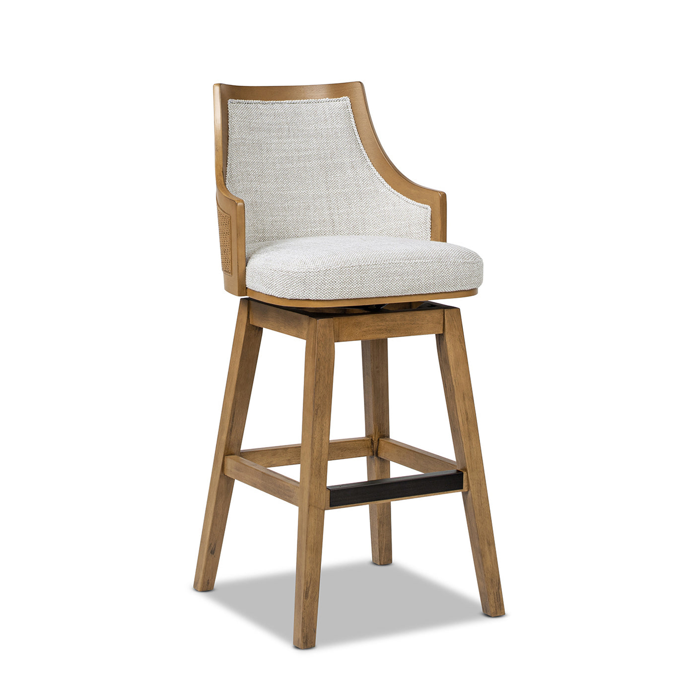 Bahama 30" Cane Rattan High-Back Swivel Bar Stool