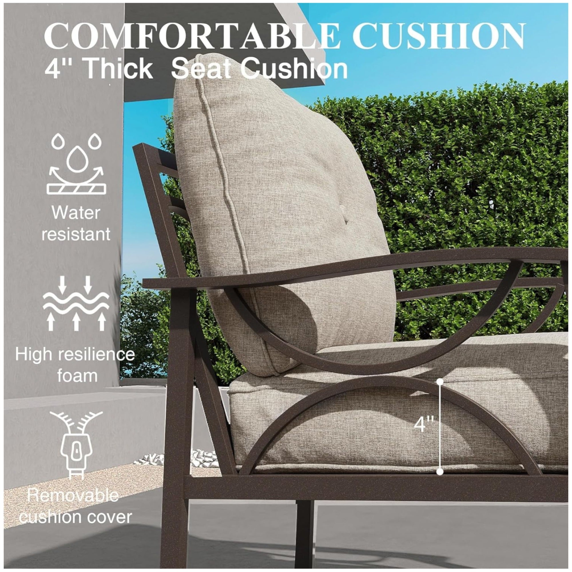 2 Piece Outdoor Patio Set, 70 Inches All-Weather Metal 3-Seat Sofa and Coffee Table