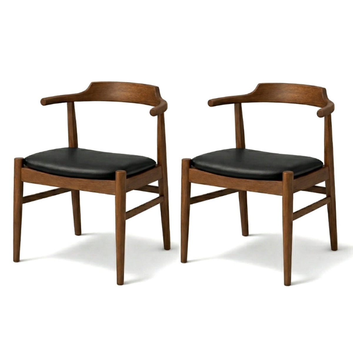 Mary Modern Solid Wood Dining Table and 4 Arm Chairs Set, Brown
