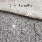 3 Pieces Full/Queen Cable Knit Chenille Comforter Set