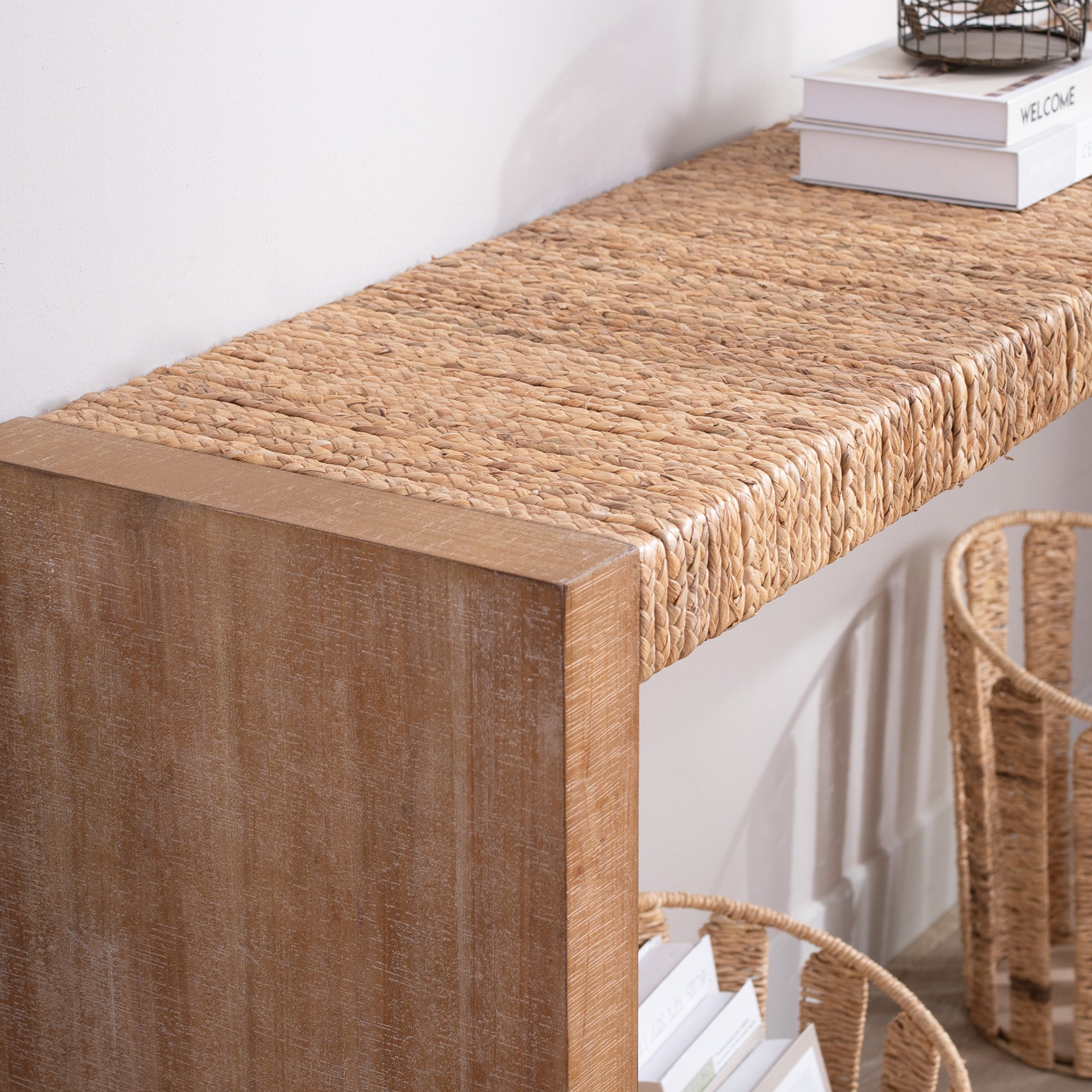 Natural Seagrass Console Table