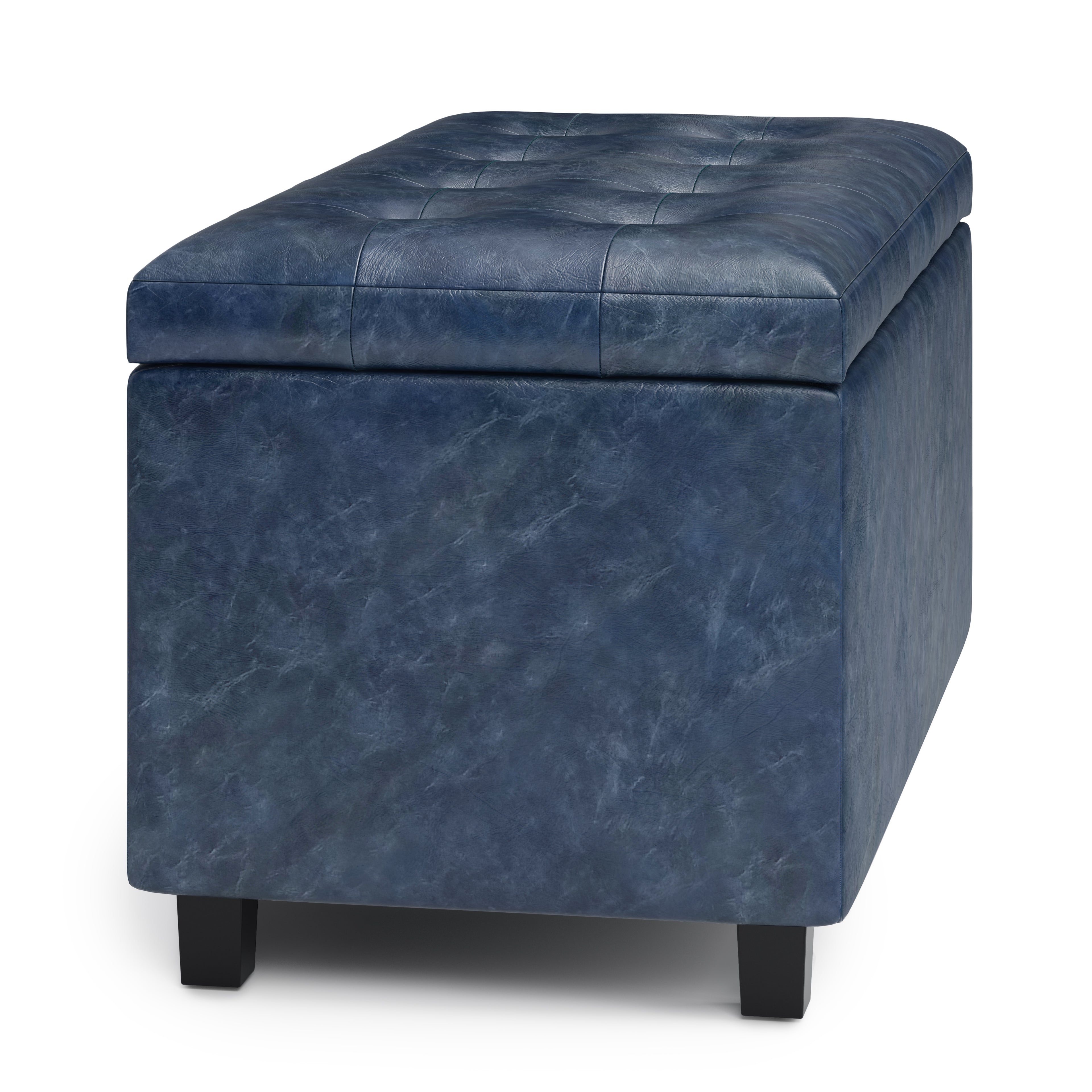 Cosmopolitan 34 Inch Wide Storage Ottoman in Denim