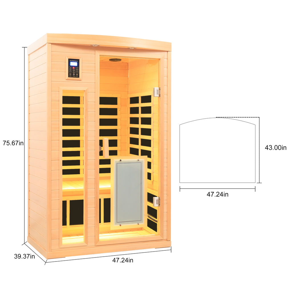 Low EMF Hemlock Wood Far-Infrared Indoor Two Person Sauna Room