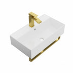 21"x12" Wall-Mounted Rectangular Ceramic Bathroom Sink